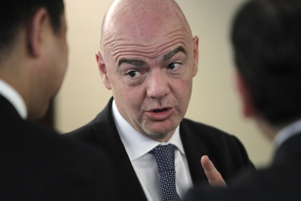 Fifa President Gianni Infantino speaks with participants of the Asian Football Confederation (AFC) meeting in Moscow, Russia. Photo: AP