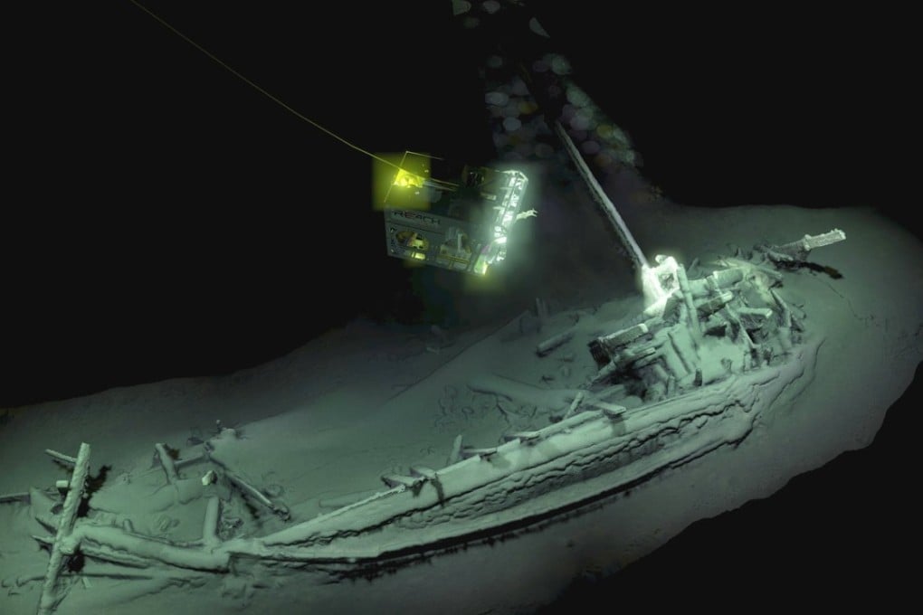 The shipwreck, believed to be ancient Greek, was discovered with its mast, rudders and rowing benches present. Photo: Handout