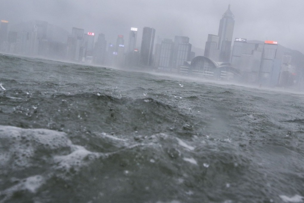 Strong winds and waves at Victoria Harbour in Tsim Sha Tsui during Typhoon Mangkhut approaching Hong Kong. Photo: Felix Wong