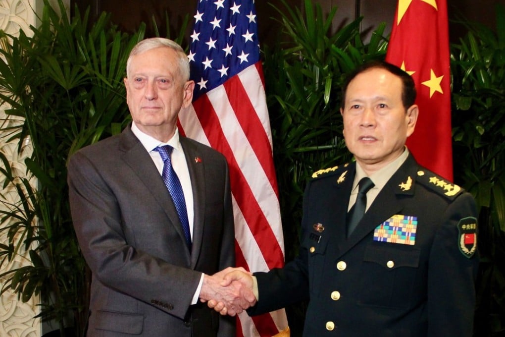 James Mattis and Wei Fenghe met in Singapore earlier this month. Photo: AFP