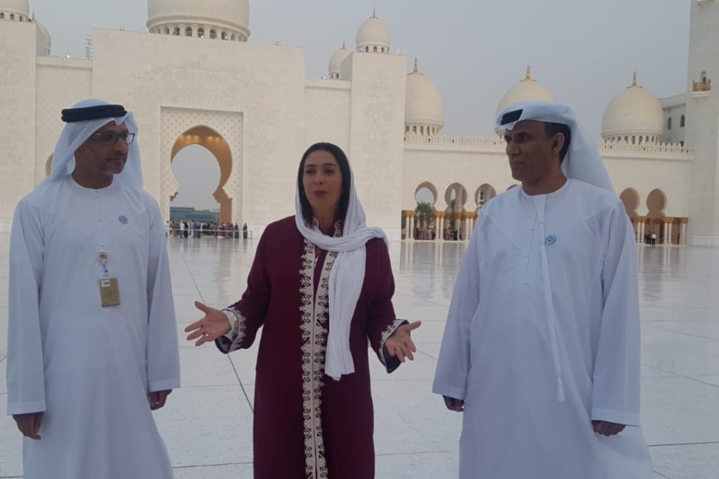 Israel's Sports Minister Miri Regev, centre, at the Sheikh Zayed Grand Mosque in Abu Dhabi. Photo: Reuters