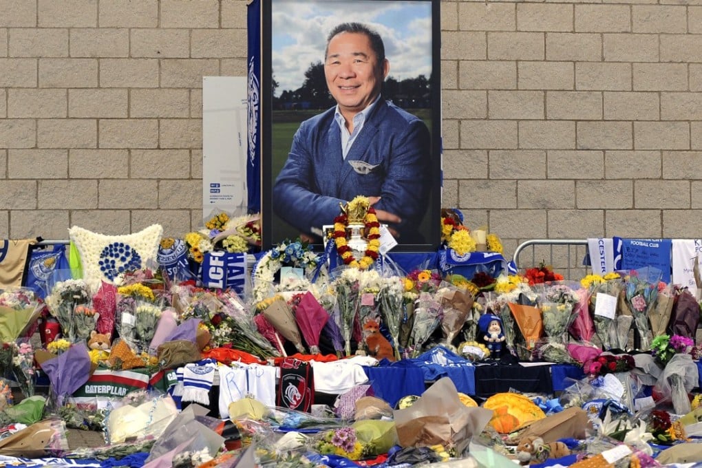 Tributes from supporters are seen outside Leicester City’s King Power Stadium after a helicopter crashed on Saturday, killing the club’s owner, Thai billionaire Vichai Srivaddhanaprabha, and four other people. Photo: AP