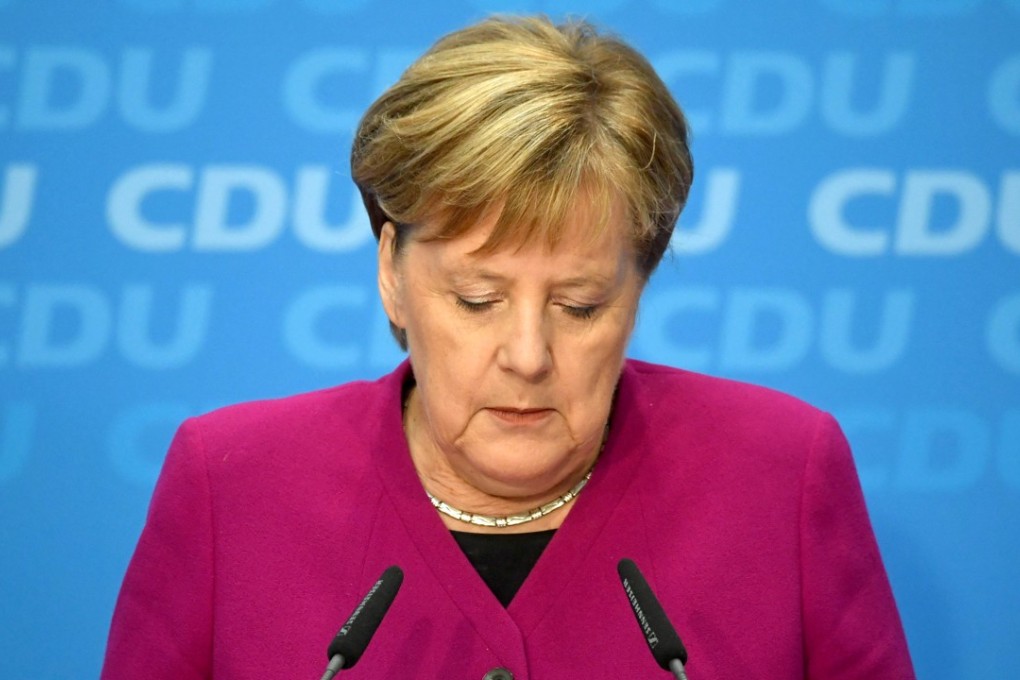 Angela Merkel said she would step down as leader of her conservative party in December and would not seek re-election when her fourth term as chancellor ends in 2021. Photo: EPA-EFE