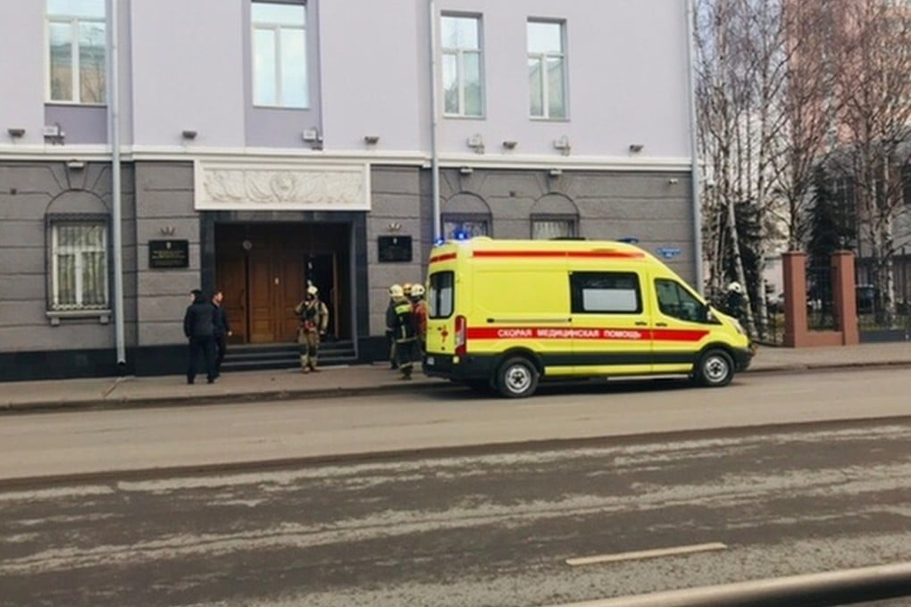 A man was killed in a blast at an FSB security service building in northern Russia on October 31, 2018. Photo: Twitter