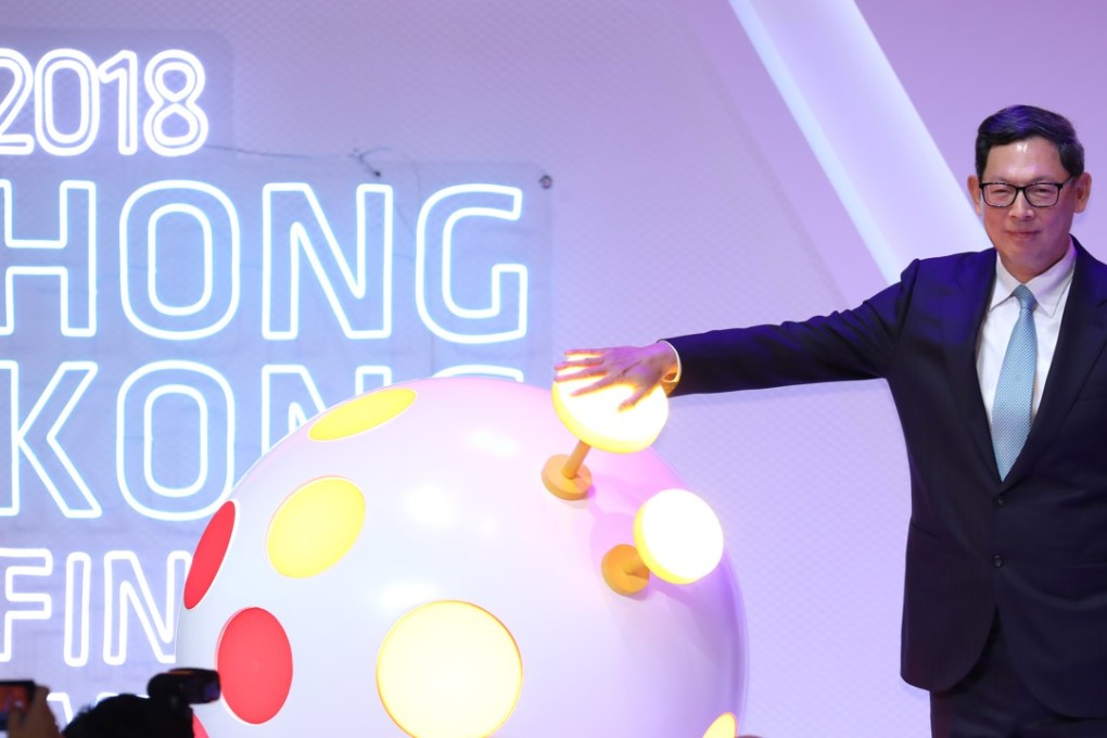 Hong Kong Monetary Authority chief executive Norman Chan Tak-lam opens Hong Kong Fintech week on Wednesday. Photo: SCMP / K. Y. Cheng