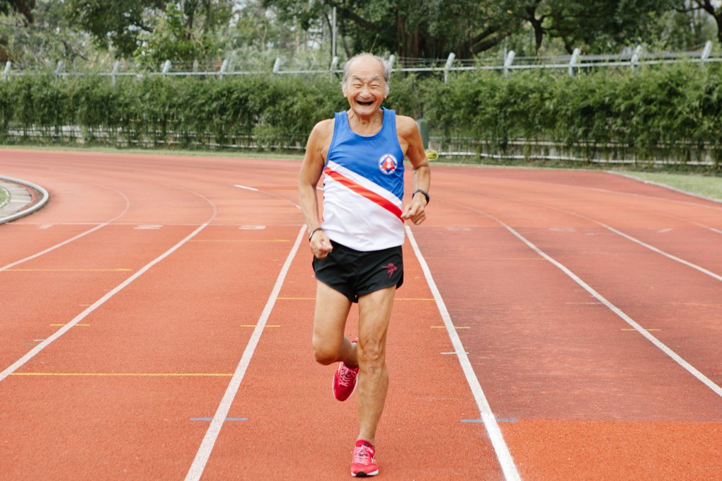 Retired Hong Kong minibus driver Chau Wai-chuen, 81, who has been a long-distance runner for almost 40 years, has taken part in six running events at this year’s Hong Kong Masters Athletics Championships. Photo: Deon Wong