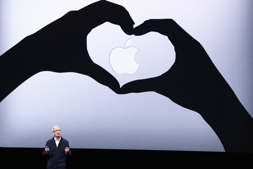 Apple chief executive Tim Cook speaks during the technology giant’s latest product launch held earlier this week in New York. He said Apple was happy with its performance in China in the three months to September, as revenue grew 16 per cent to US$11.4 billion – the fifth quarter in a row the company has had double-digit growth in the market. Photo: EPA-EFE