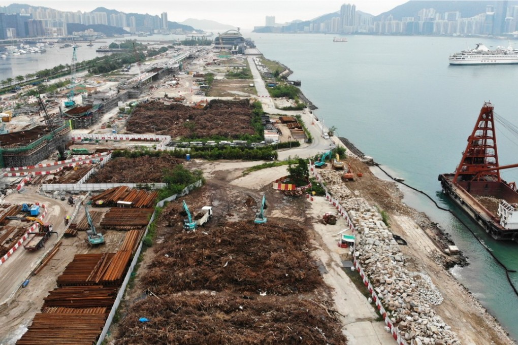 The fallen trees piled up at Kai Tak in East Kowloon. Photo: Roy Issa