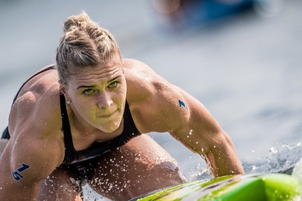 Katrin Davidsdottir paddles in the Madison Triplus in the 2018 CrossFit Games. Photos: CrossFit Games