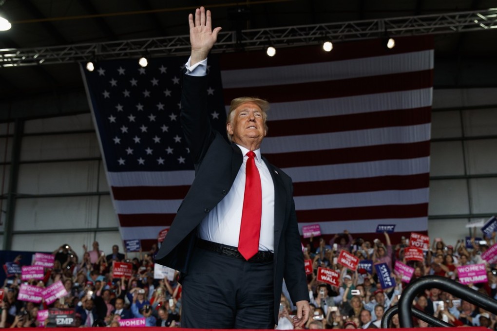 President Donald Trump arrives to speak at a campaign rally on Sunday in Macon. Photo: AP Photo