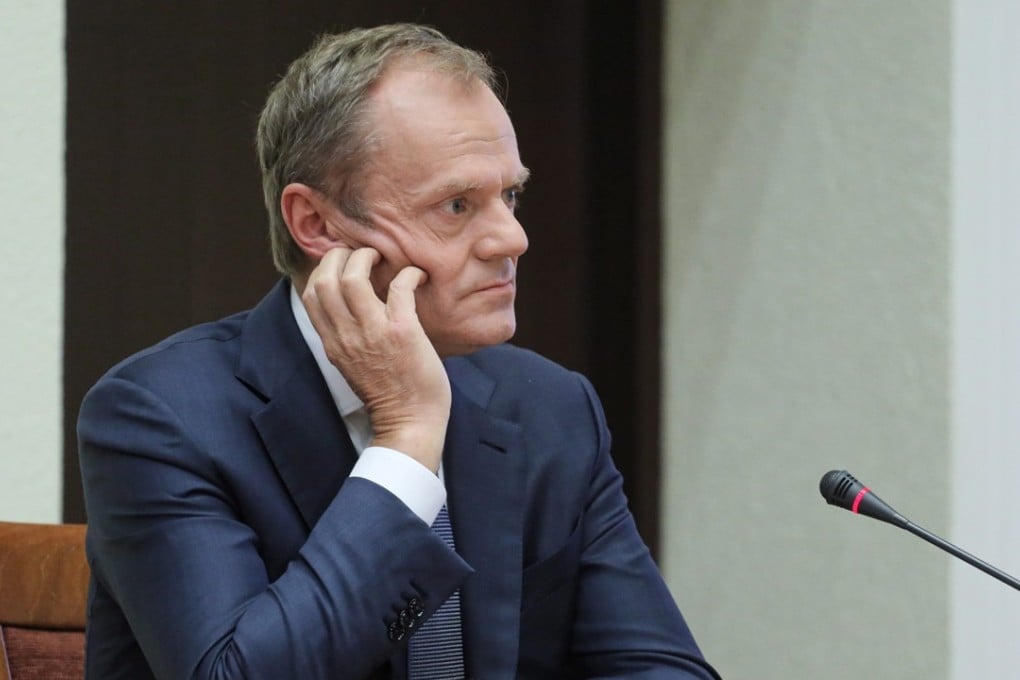 Poland’s former PM and current European Council President Donald Tusk testifies before the investigative commission on the Amber Gold Ponzi scheme in Warsaw on November 5, 2018. Photo: EPA