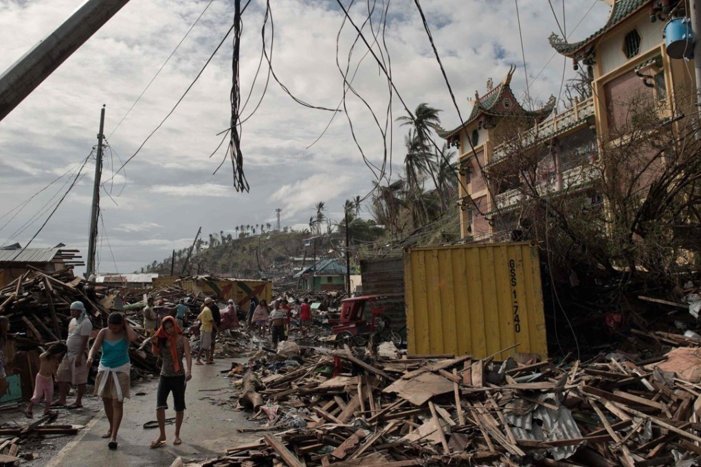Destruction surrounds a Chinese temple in Tacloban City after Typhoon Haiyan struck. Photo: AFP