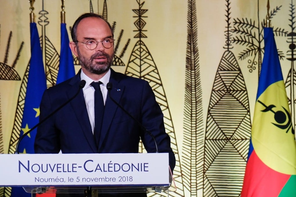 French Prime Minister Edouard Philippe delivering a speech on November 5, 2018 in Noumea, a day after islanders on the French Pacific territory of New Caledonia rejected independence in a referendum. Photo: AFP