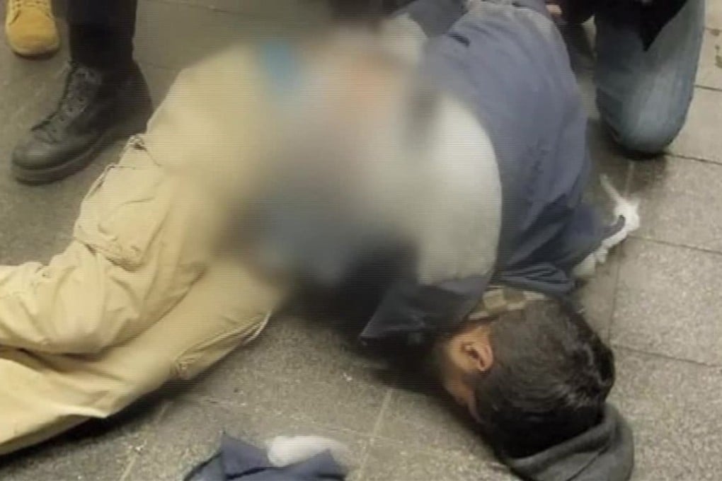 Akayed Ullah lies crumpled on the ground in the New York subway after failing to detonate a pipe bomb last December 11. Photo: Twitter