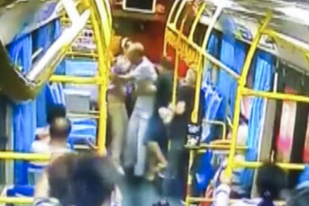 Surveillance cameras captured the moment a bus on Hainan Island swerved, throwing passengers from their seats, as a drunk man assaulted the driver over paying the fare. The case in January this year was brought to light after assaults on bus crews, including one in Chongqing that led to 15 deaths, made headlines. Photo: Weibo