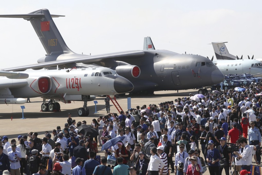 Chinese military aircraft are displayed at Airshow China, in Zhuhai, on Tuesday. Photo: Dickson Lee