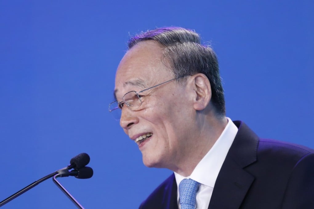 Wang Qishan, China’s vice-president, speaks during the Bloomberg New Economy Forum in Singapore. Photo: Bloomberg