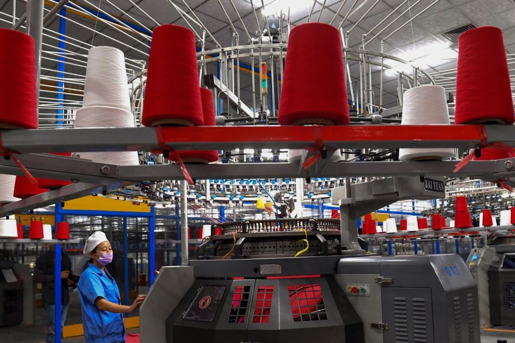 A circular weaving machine at a textile factory in Shangqiu in China's central Henan province on September 8, 2018. Photo: STR/AFP