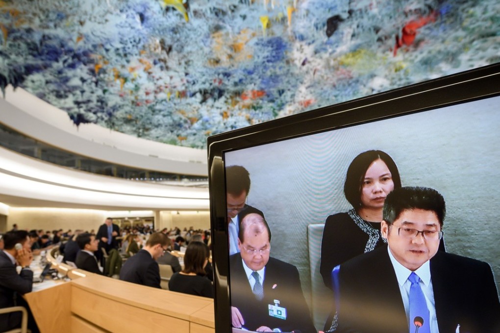 Chinese deputy foreign minister Le Yucheng attends the Universal Periodic Review of China before the United Nations (UN) Human Rights Council in Geneva on Tuesday. Photo: AFP