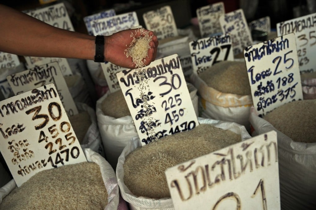 Rice on sale at a market in Bangkok. Thailand has a long history of rice exportation and was the world’s biggest exporter for decades. Photo: AFP