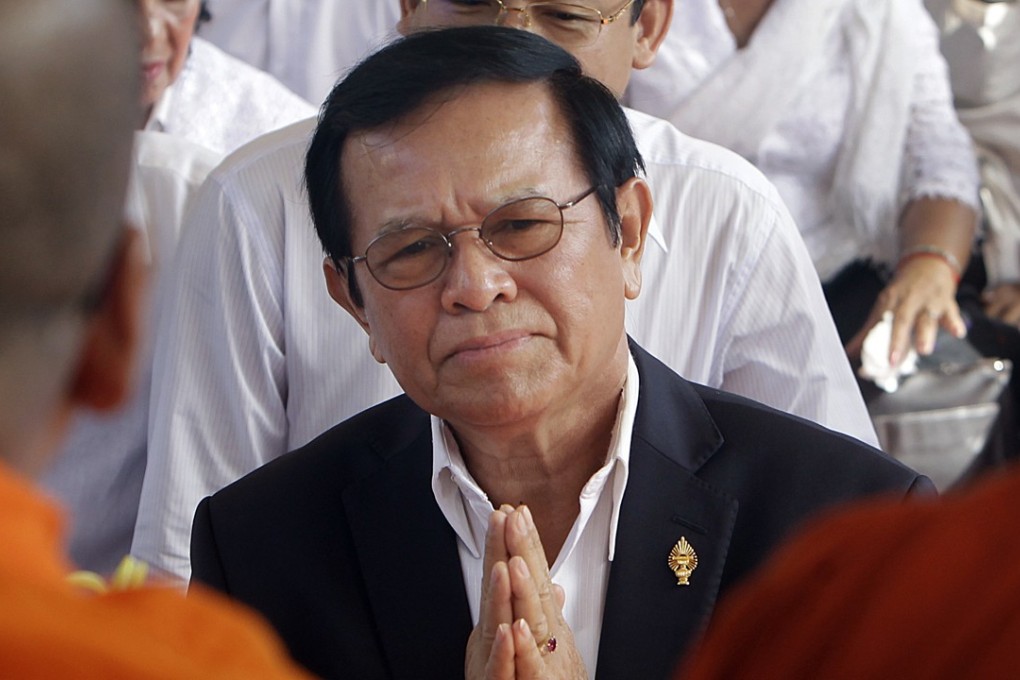 Kem Sokha prays during a Buddhist ceremony in Phnom Penh, Cambodia last year. Photo: AP