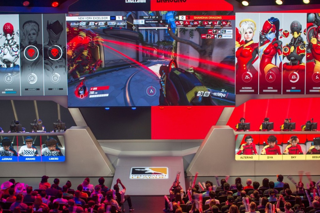 (FILES) In this file photo taken on May 4, The New York Excelsior (L) and Shanghai Dragons play during Stage 3 of the Overwatch League Inaugural Season video game play at Blizzard Arena in Burbank, California. Photo: AFP