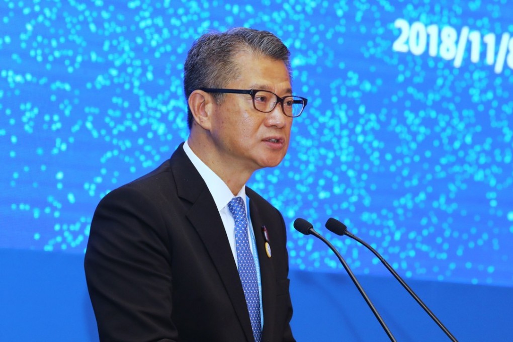 Paul Chan, Finance Secretary of Hong Kong SAR, makes a speech at the Fintech and Construction of a Social Credit System forum, during the 5th World Internet Conference held at Wuzhen, east China's Zhejiang province, on Nov. 08, 2018. 08NOV18 SCMP/Simon Song