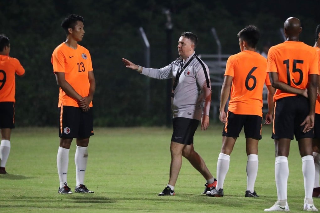 Hong Kong head coach Gary White takes a practice session with the team ahead of the EAFF Championship qualifiers in Taiwan. Photo: Edward Wong