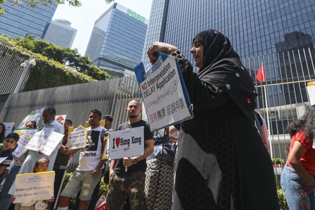 Residents call on Hong Kong Chief Secretary Matthew Cheung to ensure equal opportunities for ethnic minorities in Hong Kong. Photo: Xiaomei Chen