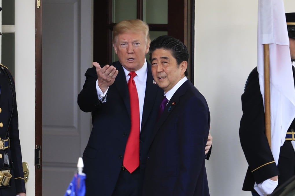In this file photo from June 7, 2018, US President Donald Trump welcomes Japanese Prime Minister Shinzo Abe to the White House. China may have replaced Japan as the bogeyman, but Tokyo is still a villain in Trump’s mind, writes William Pesek. Photo: AP