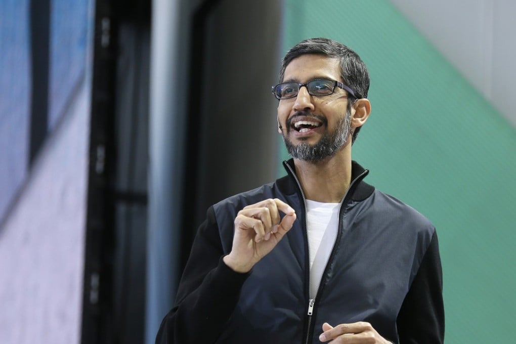 Google CEO Sundar Pichai delivers the keynote address of the Google I/O conference in Mountain View, California. Google says it has fired 48 employees for sexual harassment during the past two years and sent them away without a severance package. Photo: AP