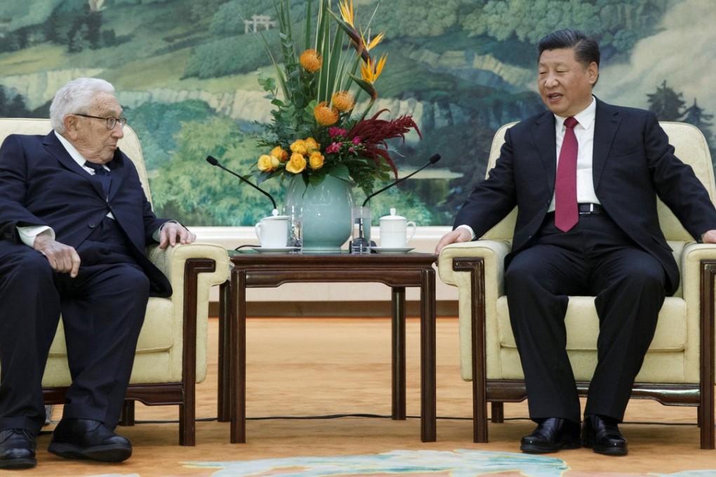 Chinese President Xi Jinping meets former US Secretary of State Henry Kissinger at the Great Hall of the People in Beijing on Thursday. Photo: Reuters
