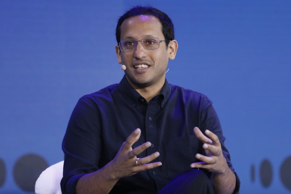 Nadiem Makarim, founder and chief executive of Indonesian technology start-up Go-Jek, speaks during a panel discussion at the Bloomberg New Economy Forum in Singapore, on November 7, 2018. Photo: Bloomberg