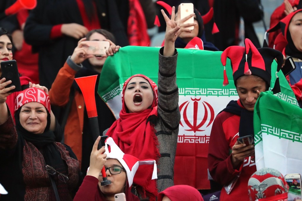 Female supporters of Perspolis FC cheer during the AFC Champions League final second leg match between Perspolis FC and Kashima Antlers in Tehran, Iran on November 10, 2018. Photo: EPA