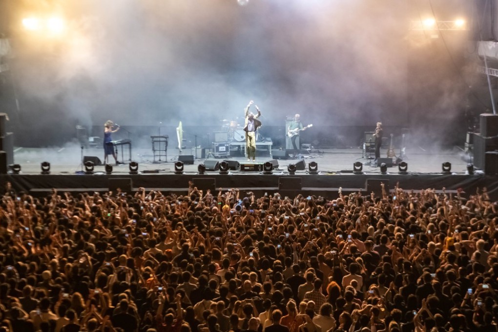 Jarvis Cocker onstage at Clockenflap. Photo: Chris Lusher