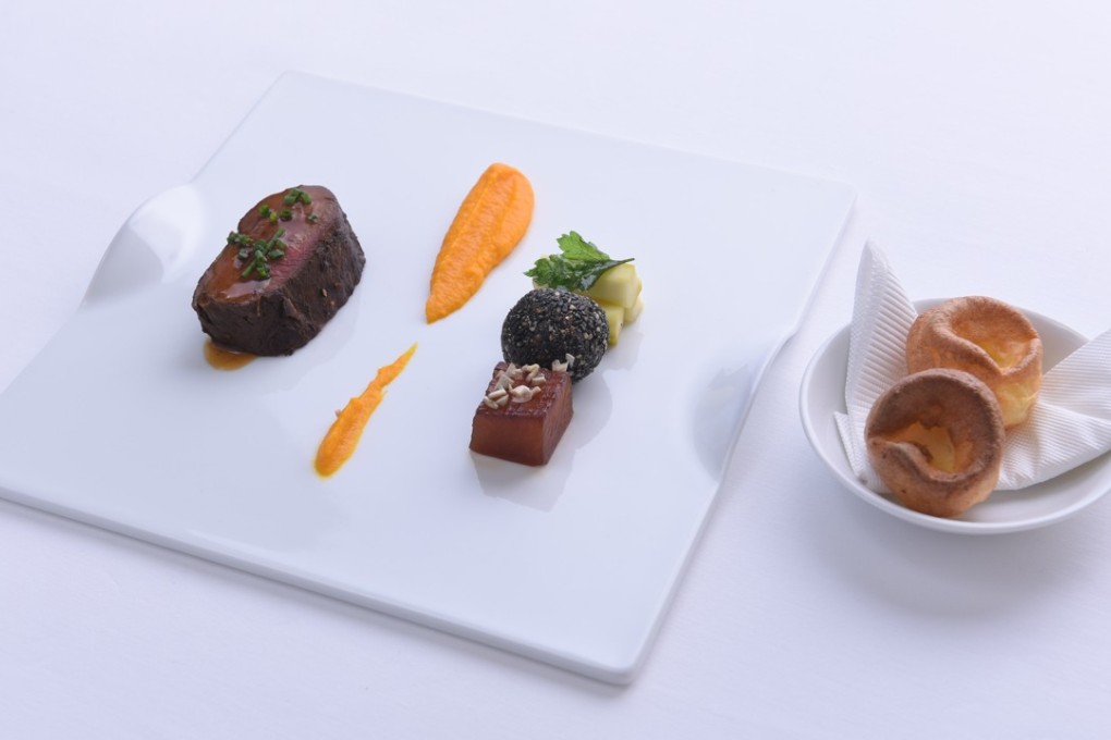 Competition winner Sebong Oh’s hot dish: bulgogi-marinated venison, gochujang potato croquette, carrot-ginger purée, Korean braised kohlrabi and pickled asparagus. Photo: courtesy of Hyatt