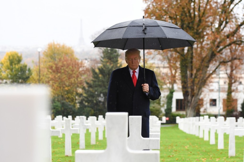 US President Donald Trump visits the American Cemetery of Suresnes, outside Paris, on November 11. Photo: AFP