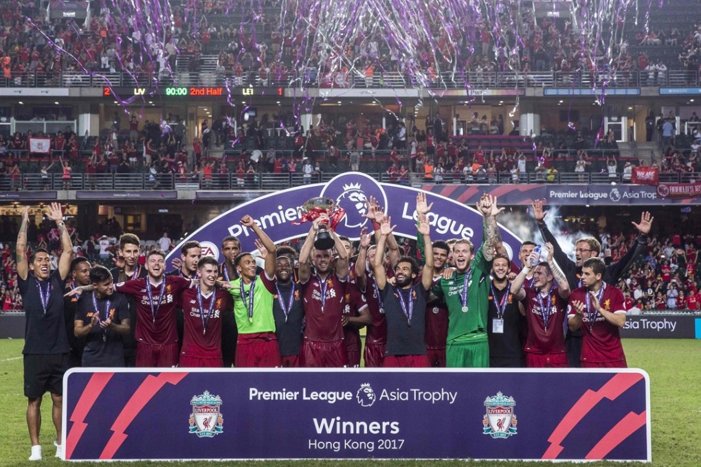 Liverpool players celebrate after beating Leicester City to claim the 2017 Premier League Asia Trophy in Hong Kong. Photo: AFP