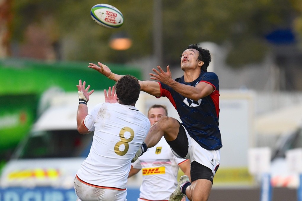 Hong Kong’s Salom Yiu Kam-shing shows his commitment in the Rugby World Cup repechage in Marseille. Photos: HKRU