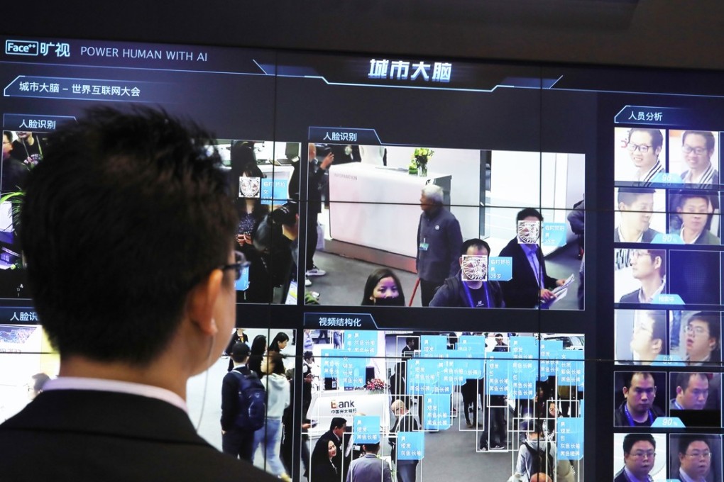 A big screen displays the Face ++, a facial recognition system from Megvil, at the Light of Internet show at Wuzhen, Zhejiang province, on November 6, 2018. Photo: SCMP/Simon Song