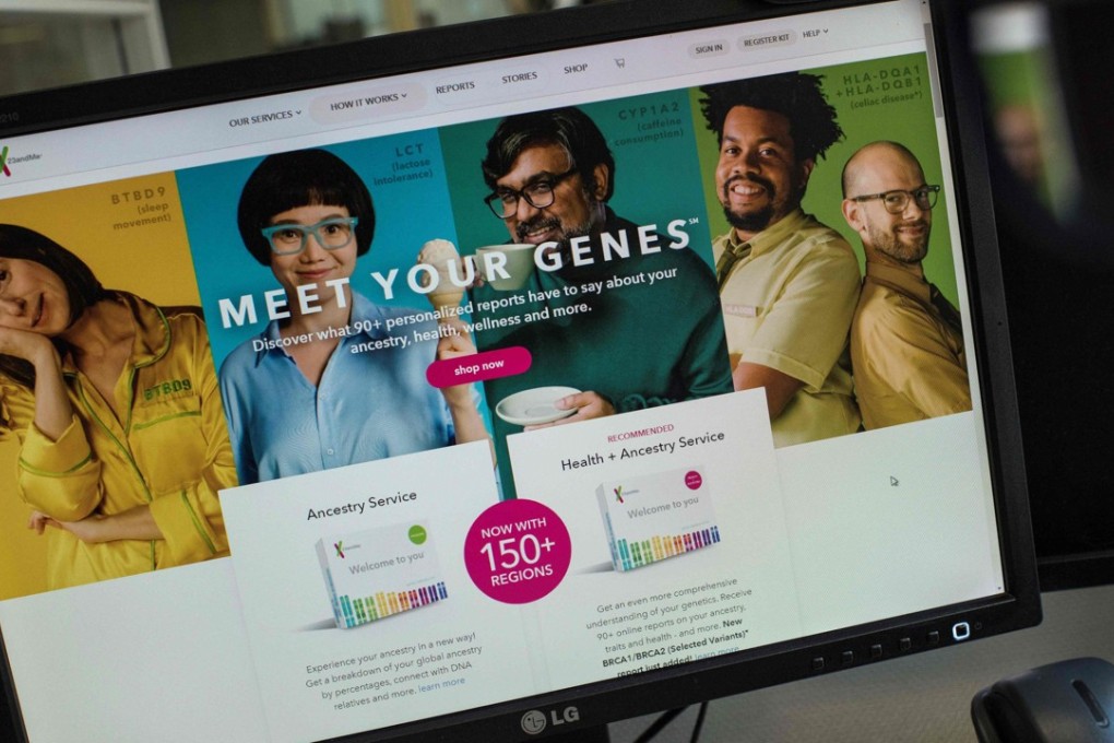 A website offering DNA testing in Washington. Photo: AFP