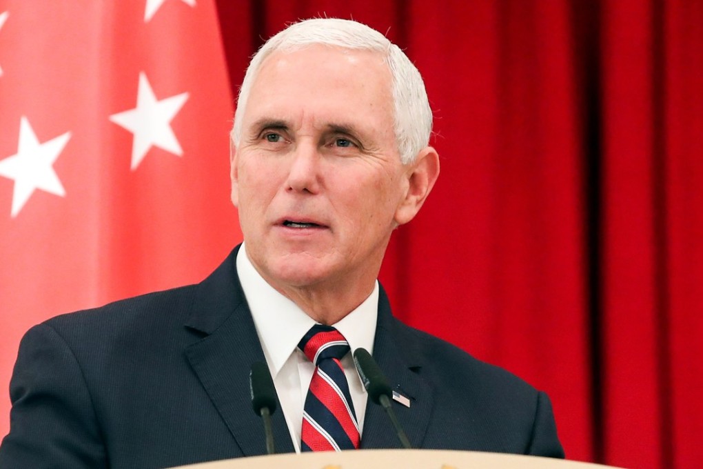 US Vice-President Mike Pence speaks during a press conference in Singapore on Friday. Photo: AFP