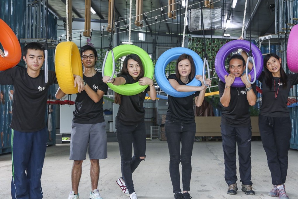 FHL Adventure Education Centre staff in Kam Tsin Village, Sheung Shui (from left to right): Brian Chan Tsun-hin, Tin Kwan-lung, Gigi Lai Pik-chi, Fennie Chan Chi-yee, Carlo Lai Kwok-seung, and Sandy Chan Lok-sum. Photo: Xiaomei Chen