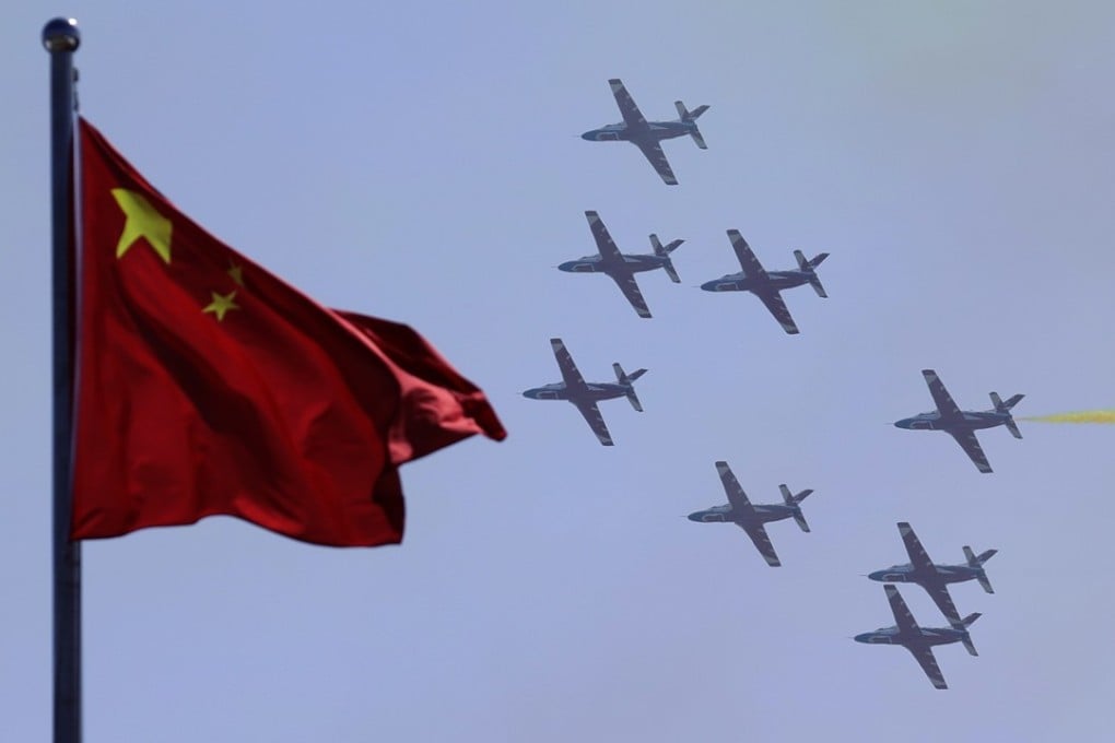 K-8 aircraft from the People's Liberation Army Air Force perform at the China International Aviation and Aerospace Exhibition in Zhuhai on November 6. Photo: AP