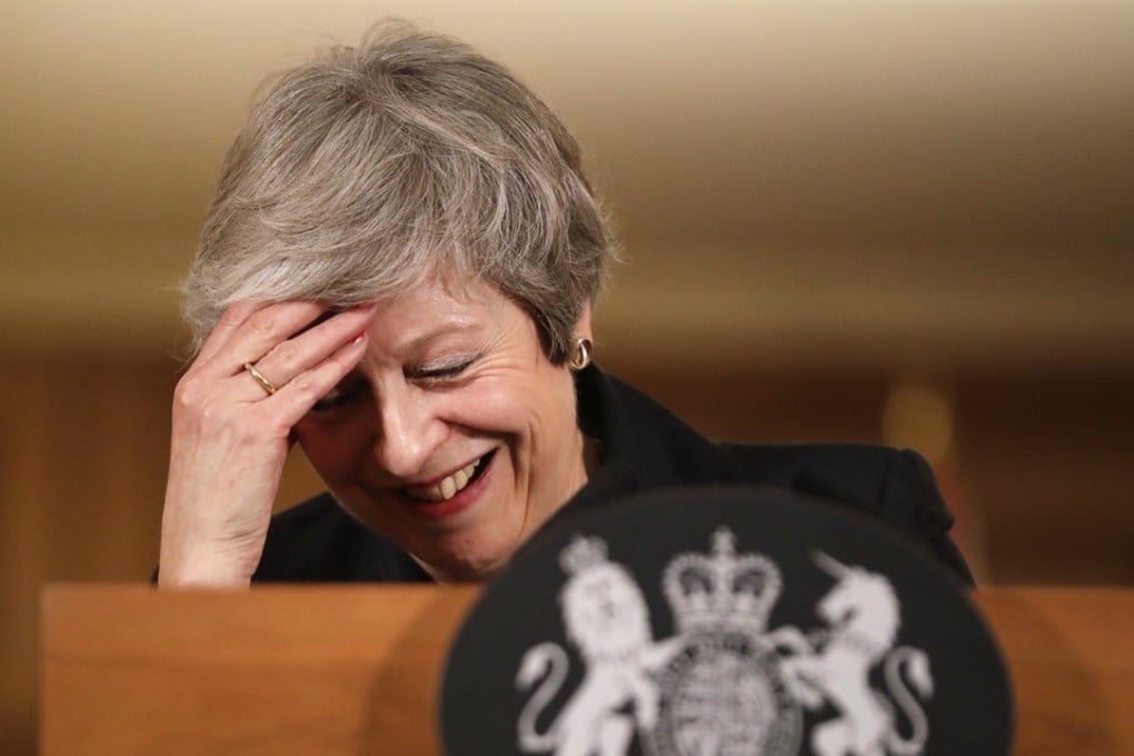 Britain's Prime Minister Theresa May speaks during a press conference inside 10 Downing Street in London on Thursday. Photo: AP