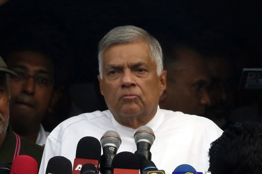 United National Party (UNP) leader Ranil Wickremesinghe addresses a protest rally organised by the UNP and its allies within the United National Front (UNF) at the Lipton Circus in Colombo. Photo: EPA-EFE