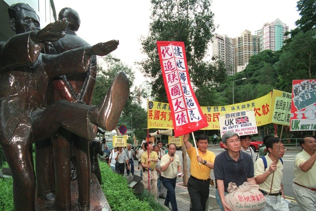 A demonstration in Hong Kong against the problems caused by the “port of first asylum” policy imposed by the British government. Photo: SCMP