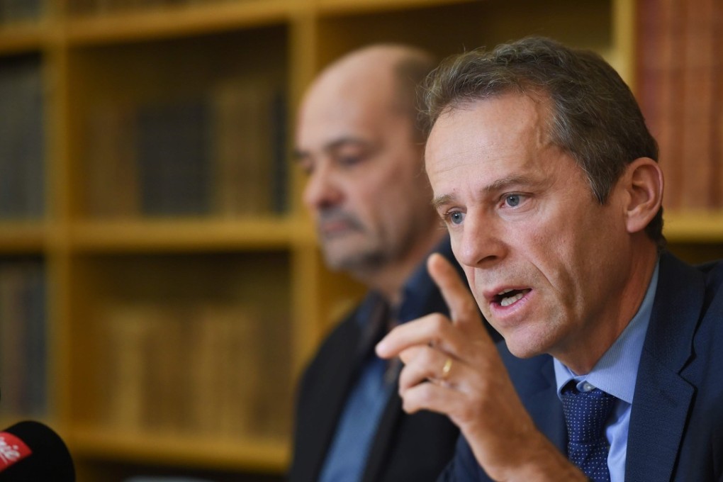 The public prosecutor of Besancon, Etienne Manteaux, speaks at the press conference. Photo: AFP