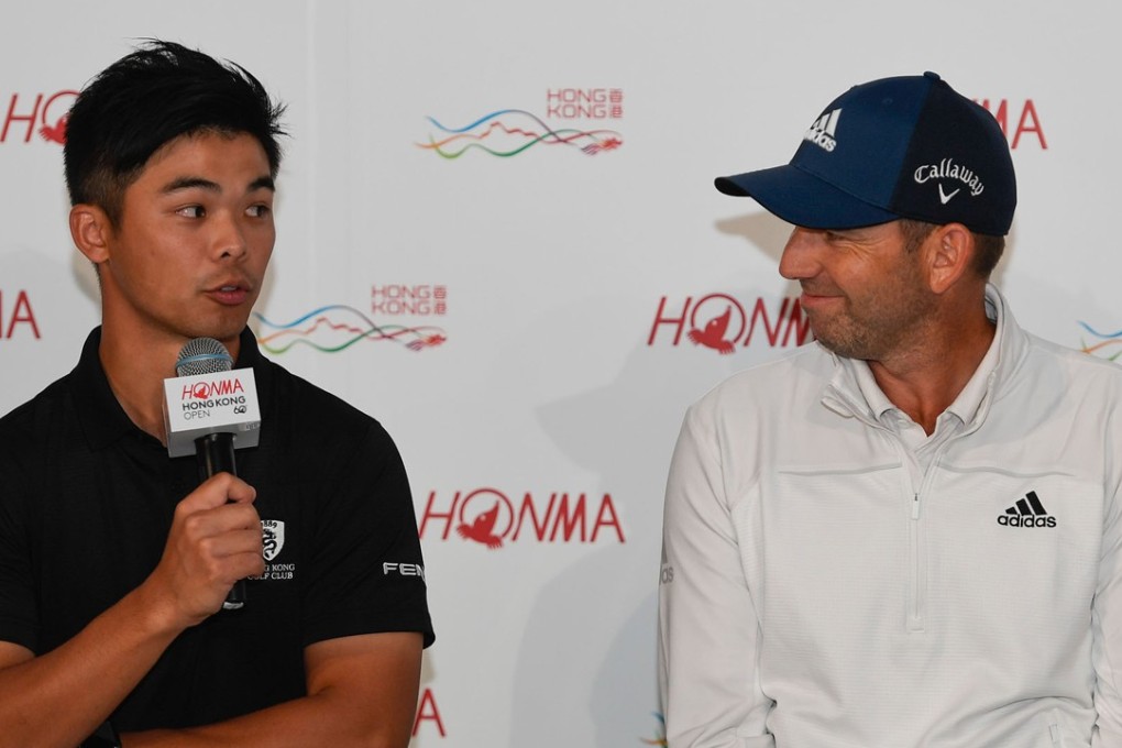 Stephen Lam and Sergio Garcia at Tuesday’s Hong Kong Open launch. Photo: Richard Castka