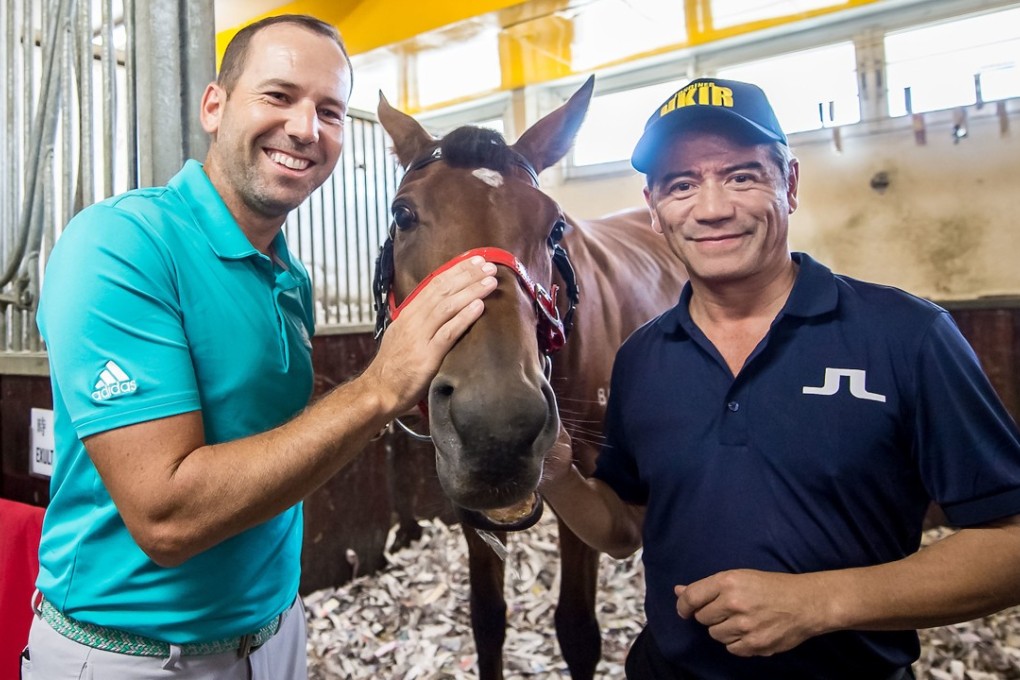 Sergio Garcia tours Tony Cruz’s stables at Sha Tin. Photo: Hong Kong Open